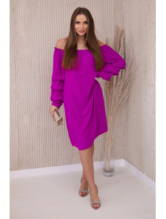 Španielske šaty s ozdobnými rukávmi fialové