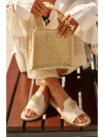 Eleganckie Klapki Damskie Błyszczące Z Ozdobą S.Barski KV27-050 Złote