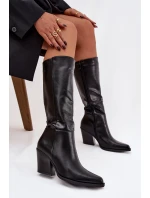 Dámské kozačky na jehlovém podpatku s černé model 21757628 - Boto