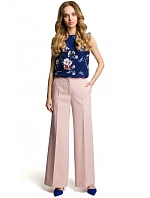 M378 Nohavice so širokými nohavicami - púdrové