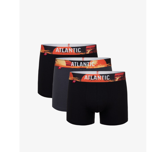 Pánske športové boxerky ATLANTIC 3Pack - sivé/čierne