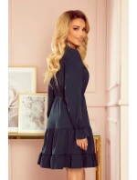 332-1 Šaty s volánmi a zlatými gombíkmi - BOTTLE GREEN 332-1 Šaty s volánmi a zlatými gombíkmi - BOTTLE GREEN