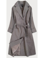 Hnědý dámský kabát se 3/4 rukávy model 16148287 - ROSSE LINE