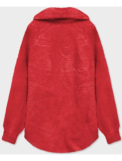 Krátký červený přehoz přes oblečení typu alpaka model 18059121 - MADE IN ITALY Krátký červený přehoz přes oblečení typu alpaka model 18059121 - MADE IN ITALY