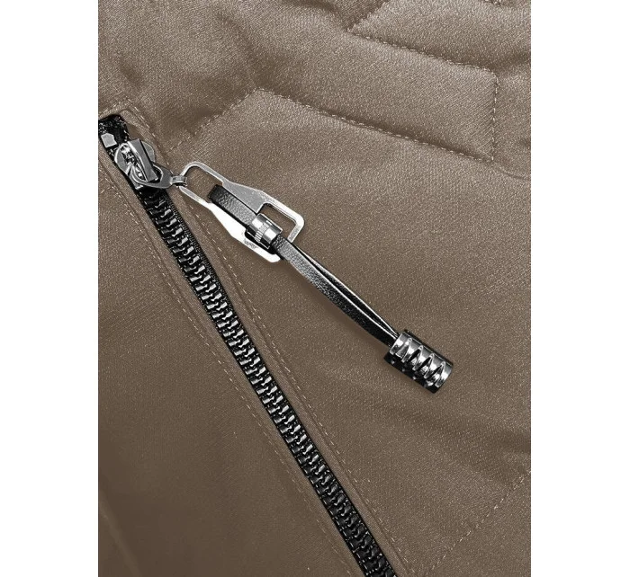 Dámska béžová vesta s kapucňou (B8176-12)