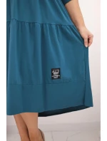 Dámske Plus veľkosť bavlnená sukňa s volánikmi a volánové rukávy Navy