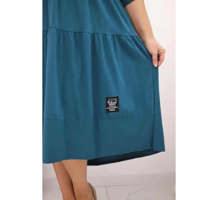 Dámske Plus veľkosť bavlnená sukňa s volánikmi a volánové rukávy Navy