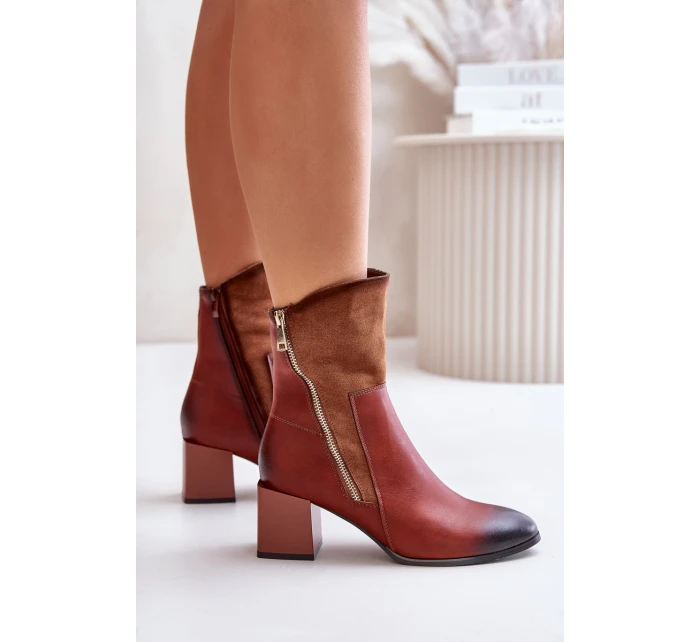 Ocieplane Botki Damskie Na Obcasie Słupku Brązowe Relabina Ocieplane Botki Damskie Na Obcasie Słupku Brązowe Relabina