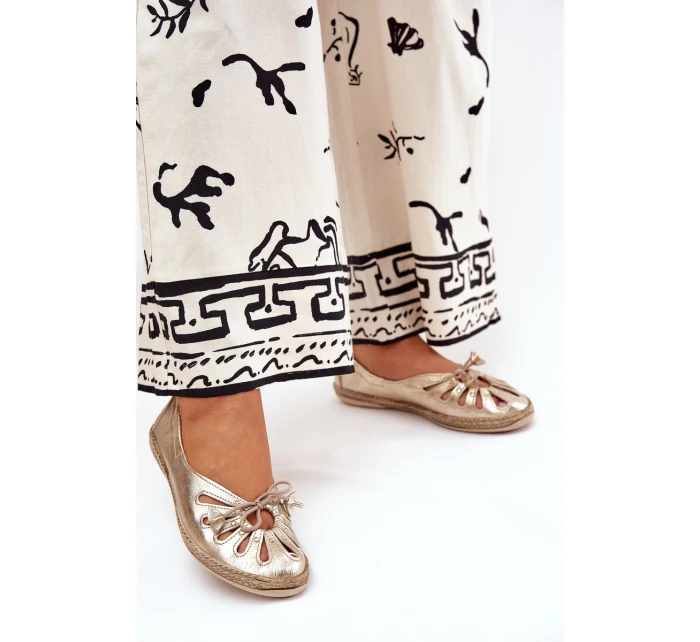 Ploché baleríny z přírodní kůže model 21684998 zlaté - Zazoo