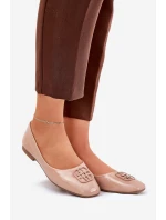 Lakierowane Eleganckie Baleriny Damskie Z Ozdobnym Detalem Vinceza 17377 Beżowe