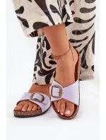 Dámske papuče s prackou na korkovej platforme - lila Zavira Dámske papuče s prackou na korkovej platforme - lila Zavira
