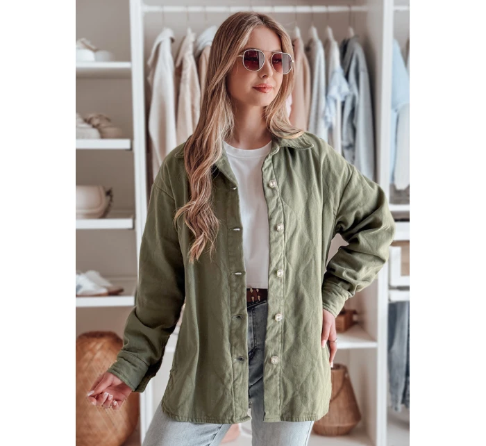 Dámská přechodná košilová bunda oversize khaki Dstreet model 21986309 - FashionStreet