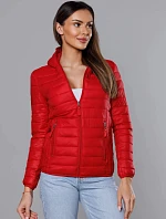 Dámska prešívaná bunda s kapucňou červená (B0123-4)