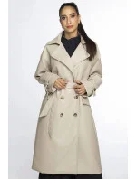 Béžový dvojradový klasický dámsky kabát z ekologickej kože AnnGissy (AG6-30) Béžový dvojradový klasický dámsky kabát z ekologickej kože AnnGissy (AG6-30)