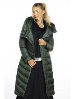 Dlhá zelená dámska bunda s kapucňou AnnGissy (AG1-J9169)