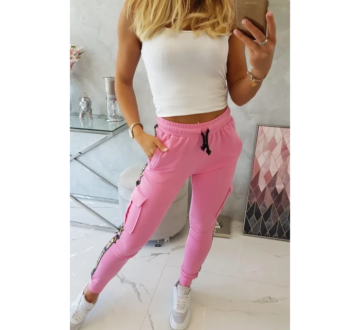 Kalhoty Cargo světle růžové