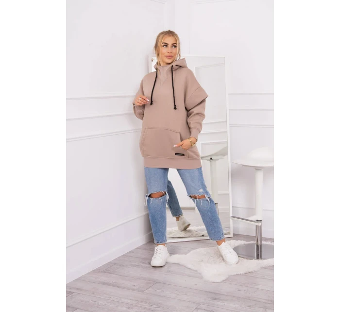 Zateplená mikina s polovičným zipsom tmavo béžová Zateplená mikina s polovičným zipsom tmavo béžová