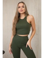 3dielna súprava Vresoviská blúzka, top a legíny khaki + béžová 3dielna súprava Vresoviská blúzka, top a legíny khaki + béžová