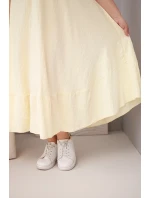 Dámske plus size šaty s krátkymi rukávmi a volánom z ľahkej viskózy žltej farby Dámske plus size šaty s krátkymi rukávmi a volánom z ľahkej viskózy žltej farby