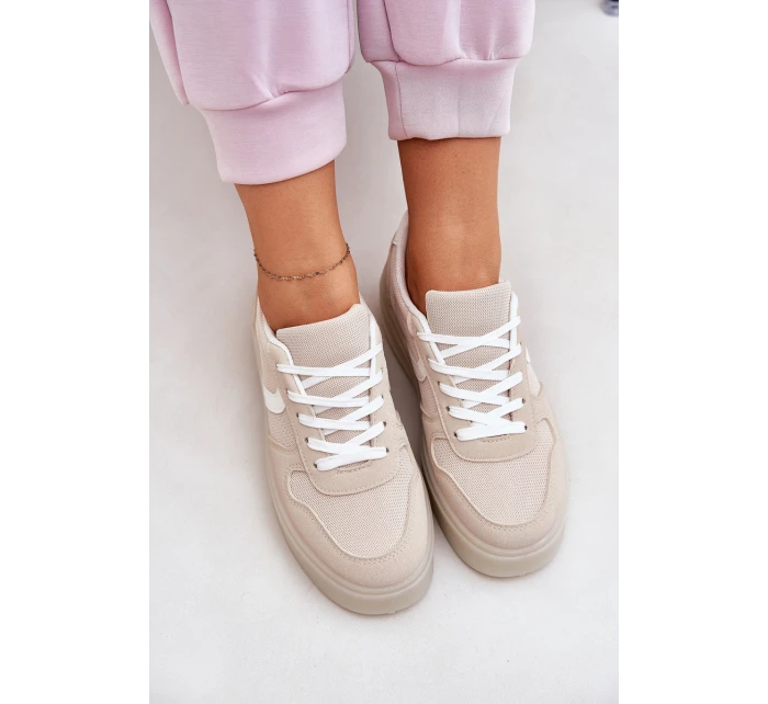 Niskie Sneakersy Damskie Na Platformie Beżowe Telmira