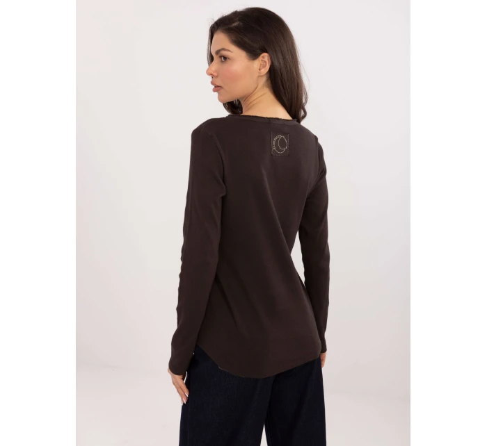 Bluzka BZ ciemny brązowy model 21776329 - FPrice Bluzka BZ ciemny brązowy model 21776329 - FPrice
