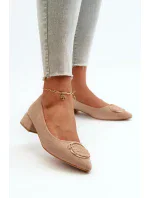 Lodičky na nízkom podpätku z ekologického semišu S.Barski Beige