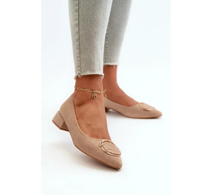 Lodičky na nízkom podpätku z ekologického semišu S.Barski Beige