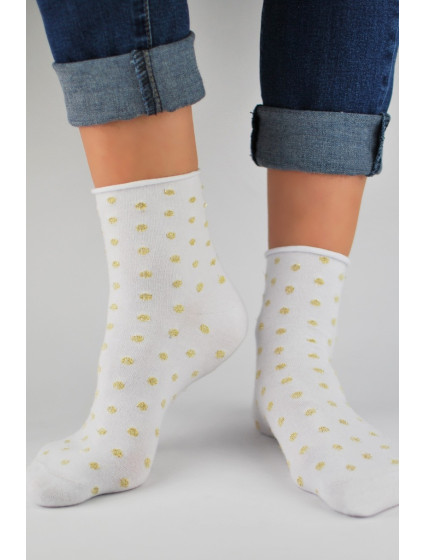 Dámske ponožky bez lemu, bodkované, s lurexom SB024
