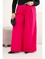 Dámske Plus veľkosť široké nohavice s opaskom Fuchsia
