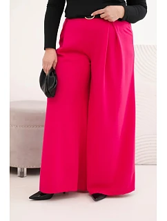 Dámske Plus veľkosť široké nohavice s opaskom Fuchsia