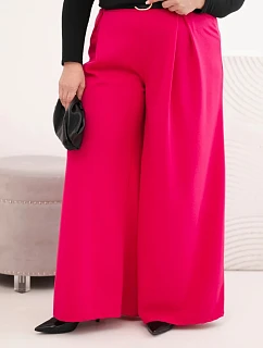 Dámske Plus veľkosť široké nohavice s opaskom Fuchsia