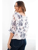 Dámská halenka v model 22077240 vzoru s vázáním dole grafitová - K-Fashion
