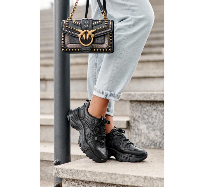 Masywne Damskie Buty Sportowe Sneakersy Czarne Toderus