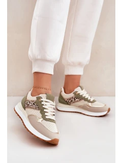 Buty Sportowe Damskie Z Panterką Na Platformie Zielone Davinara