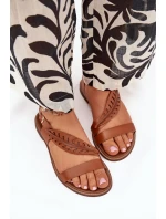 Sandały Damskie Z Naturalnej Skóry Na Płaskim Obcasie Zazoo 3564 Camel Sandały Damskie Z Naturalnej Skóry Na Płaskim Obcasie Zazoo 3564 Camel