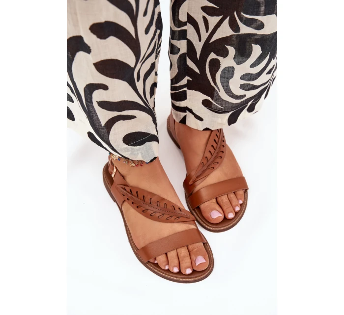 Sandały Damskie Z Naturalnej Skóry Na Płaskim Obcasie Zazoo 3564 Camel Sandały Damskie Z Naturalnej Skóry Na Płaskim Obcasie Zazoo 3564 Camel