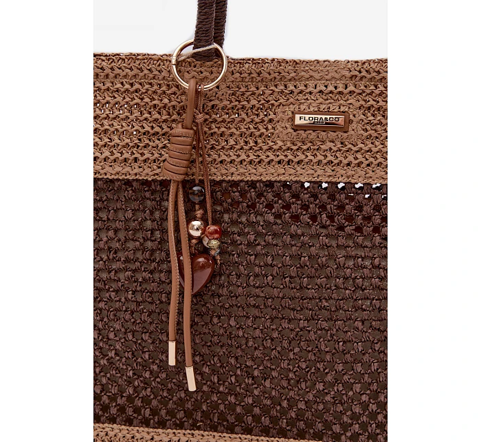 Velká Pletená Nákupní Taška s Přívěskem Hnědá Lucette