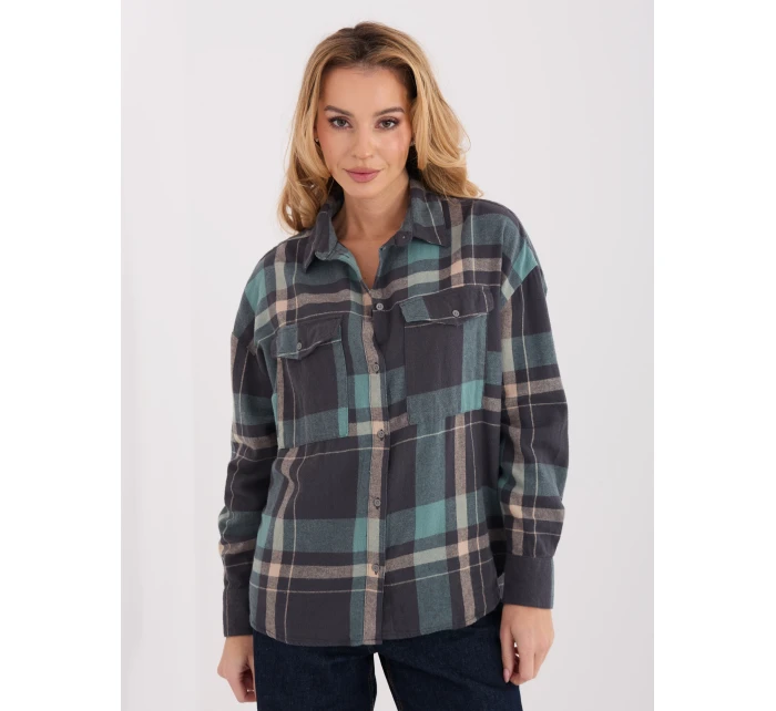 Koszula model 21791146 szaro niebieski - FPrice Koszula model 21791146 szaro niebieski - FPrice