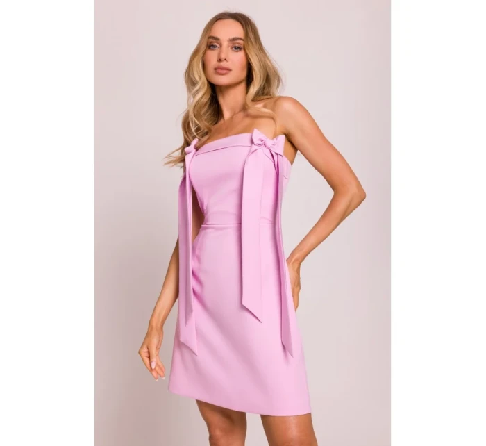 Šaty s mašlemi  růžové model 20970703 - Moe