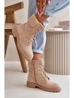 Dámske zateplené členkové topánky Workery Zippered Beige Mivael Dámske zateplené členkové topánky Workery Zippered Beige Mivael