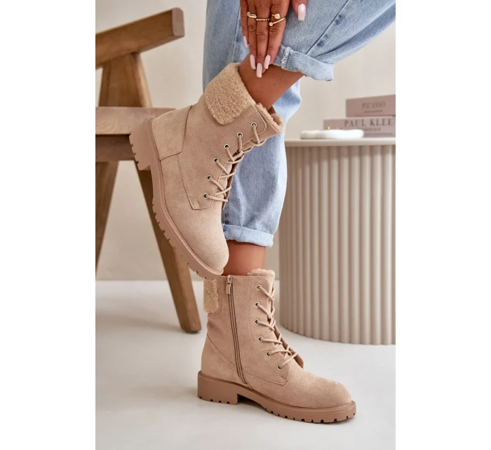 Dámske zateplené členkové topánky Workery Zippered Beige Mivael Dámske zateplené členkové topánky Workery Zippered Beige Mivael