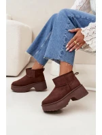 Dámske nízke zateplené snehové topánky Mavelle s kožušinou - hnedé Dámske nízke zateplené snehové topánky Mavelle s kožušinou - hnedé