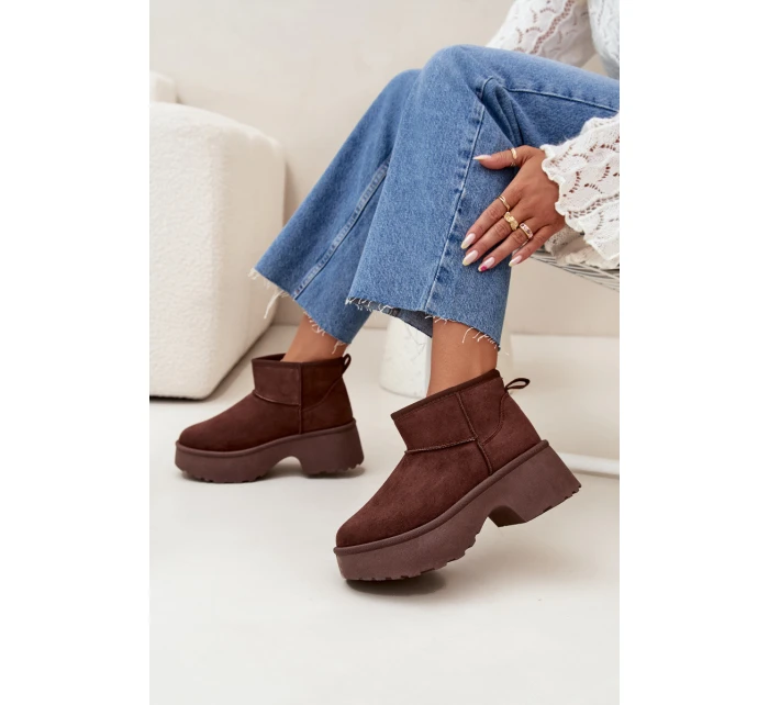 Dámske nízke zateplené snehové topánky Mavelle s kožušinou - hnedé Dámske nízke zateplené snehové topánky Mavelle s kožušinou - hnedé