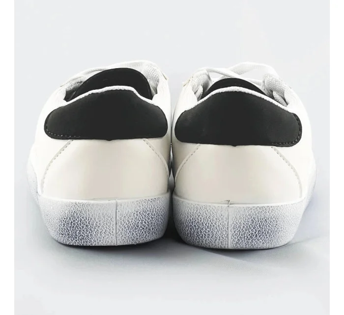 Dvojfarebné bielo-čierne dámske šnurovacie trampky (6340)