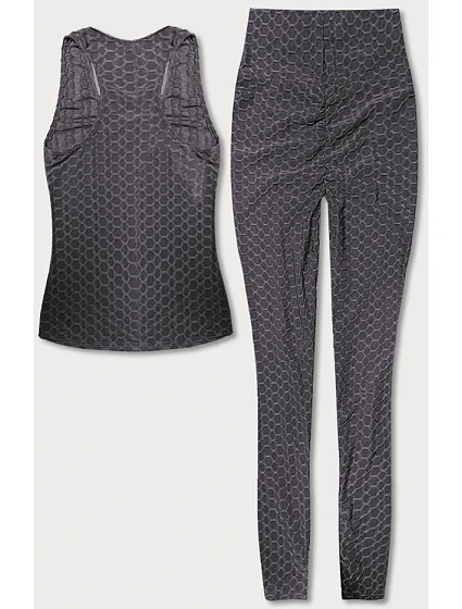 Tmavě šedý sportovní komplet top a legíny model 18433380 - J.STYLE Tmavě šedý sportovní komplet top a legíny model 18433380 - J.STYLE