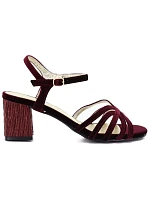 D&A by S.Barski SR61-0102 Dámske sandále na ihlovom podpätku vo vínovej farbe