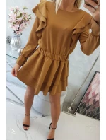 Šaty s vertikálnymi volánikmi camel Šaty s vertikálnymi volánikmi camel