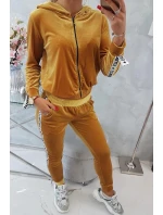 Velúrová súprava s ozdobnými stuhami horčicová Velúrová súprava s ozdobnými stuhami horčicová