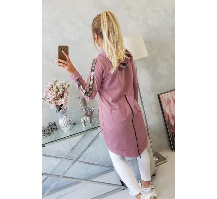 Mikina se zipem na zádech tmavě růžová