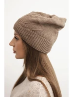 Dámská zimní čepice s vlnou a žebrovaným vzorem model 21783075 mocca - K-Fashion
